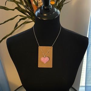 FabulouslyFitted | From the Heart Pink Rhinestone Charm Necklace